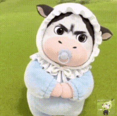 Baby In Cow Costume With Pacifier GIF