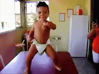 Baby In Diaper Pointing At Camera GIF