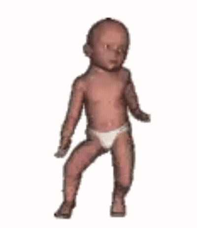 Baby In Diaper Standing On One Leg GIF