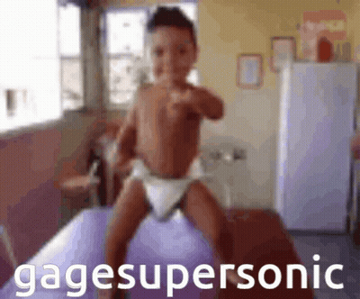 Baby In Diaper Standing On Purple Ball Gagesupersonic GIF