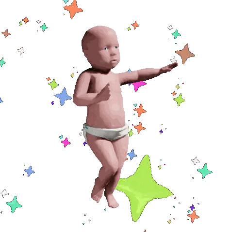 Baby In Diaper Surrounded By Stars Sticker