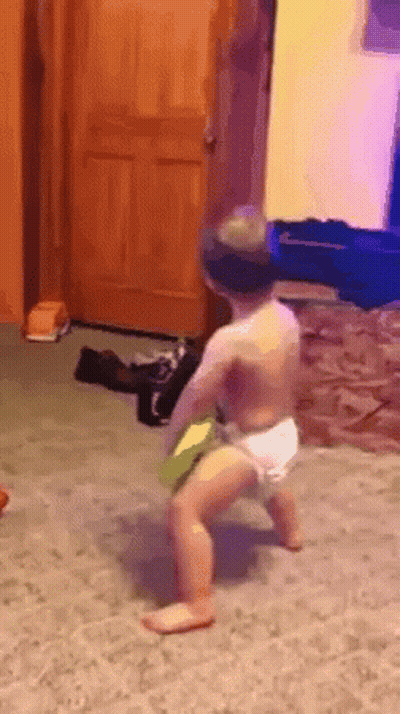 Baby In Diaper Walking GIF