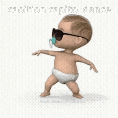 Baby In Diaper Wearing Sunglasses And Pacifier Dancing GIF