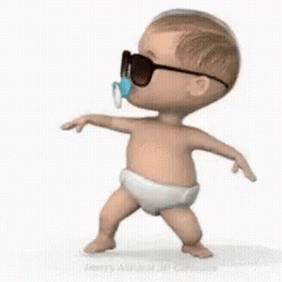Baby In Diaper With Sunglasses And Pacifier GIF