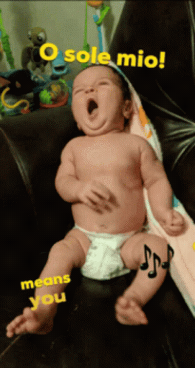 Baby In Diaper Yawning O Sole Mio Means You GIF