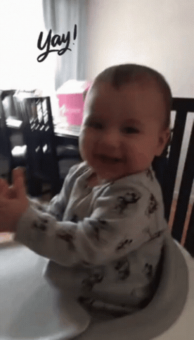 Baby In High Chair Saying Yay GIF