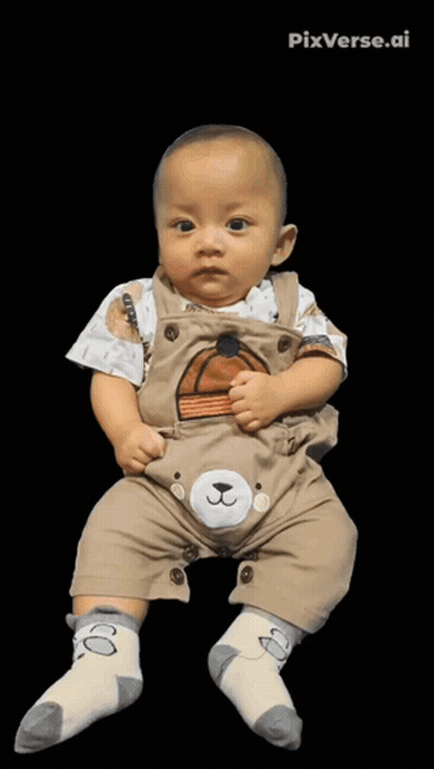 Baby In Overalls With Teddy Bear Smiling Boho Boho GIF
