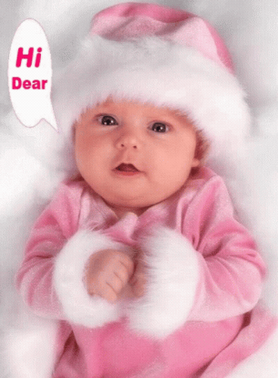 Baby In Pink And White Saying Hi Dear GIF