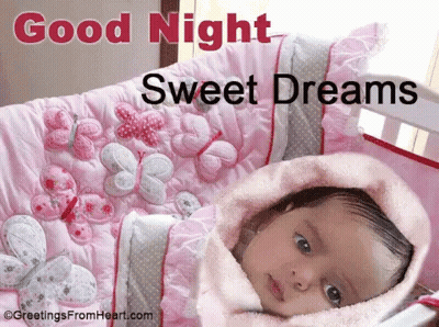 Baby In Pink Blanket Saying Good Night Sweet Dreams GIF