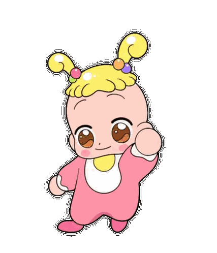Baby In Pink Outfit With Yellow Wig Sticker