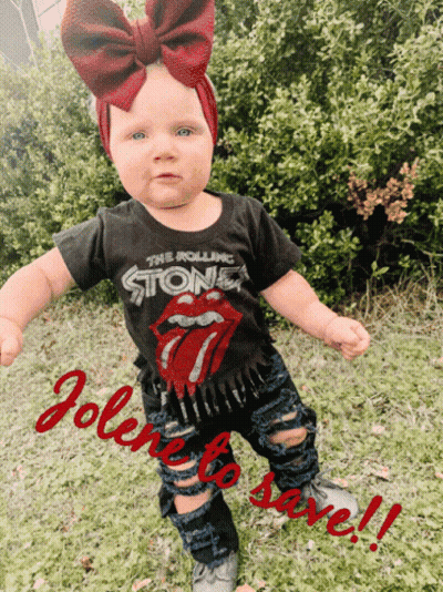Baby In Rolling Stones Shirt And Jeans GIF