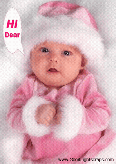 Baby In Santa Hat Saying Hi Dear GIF