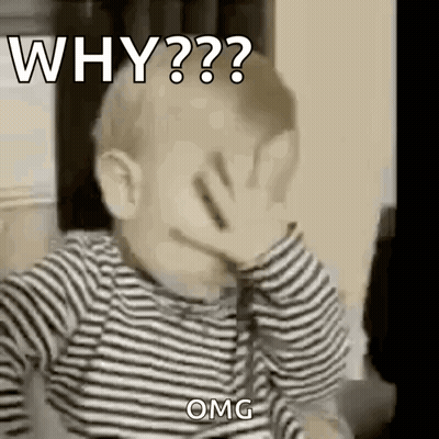 Baby in Striped Shirt Covering Face Asking Why