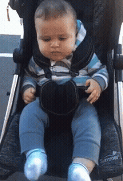 Baby In Stroller Saying Summer GIF