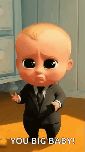 Baby In Suit And Tie Standing On Wooden Floor You Big Baby GIF