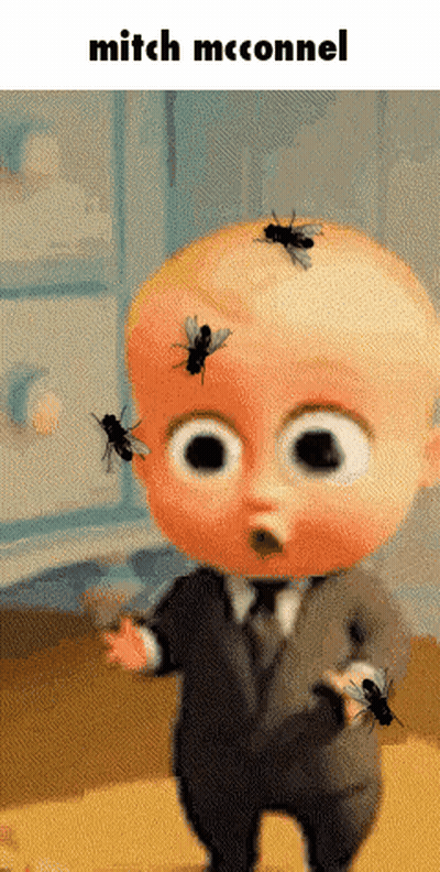 Baby In Suit Surrounded By Flies Mitch McConnell GIF