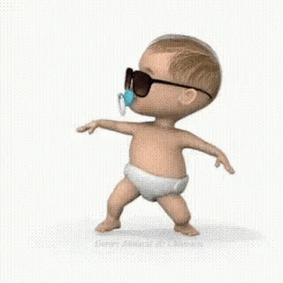 Baby In Sunglasses With Pacifier Walking GIF