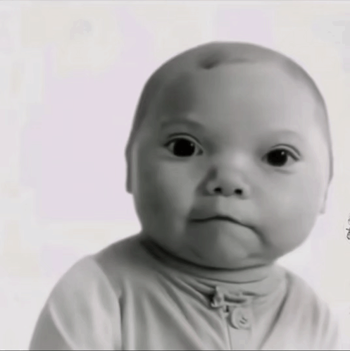 Baby In Sweater With Button GIF