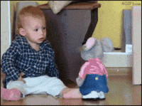 Baby Is Scared Of Mouse GIF