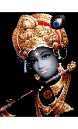 Baby Krishna Playing Flute With Cow Sticker