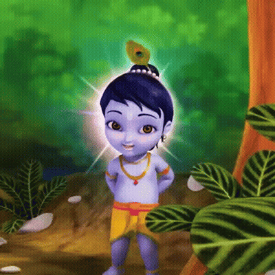 Baby Krishna With Peacock Feather GIF