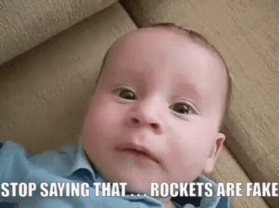 Baby Laying On Couch Stop Saying That Rockets Are Fake GIF