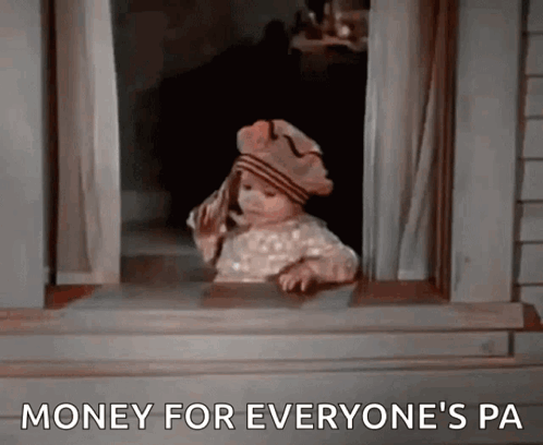 Baby Looking Out Window Money For Everyone GIF