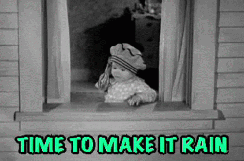 Baby Looking Out Window Saying Time To Make It Rain GIF