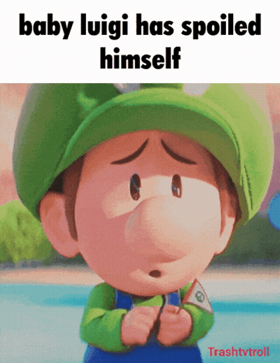 Baby Luigi Spoiled With Picture Of Luigi In Green Hat GIF