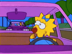 Baby Maggie Simpson Driving
