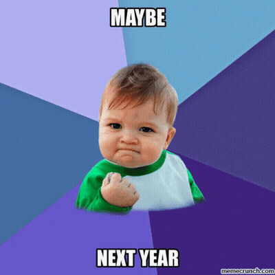 Baby Making Fist Saying Maybe Next Year GIF