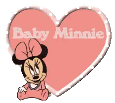 Baby Minnie Mouse Inside Pink Heart Sticker