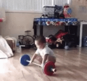 Baby Playing With Barbell GIF