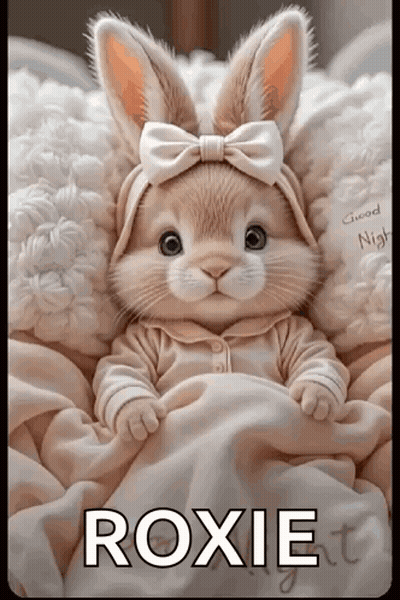 Baby Rabbit Roxie Lying On Bed GIF
