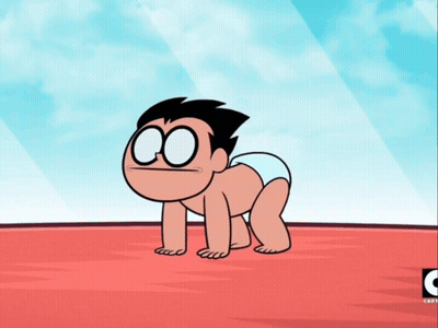 Baby Robin From Teen Titans Go Crawling GIF