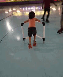 Baby Roller Skating With Support GIF