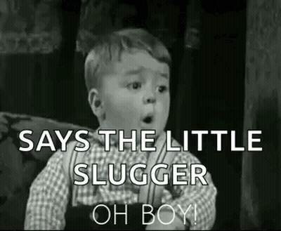 Baby Saying Little Slugger Oh Boy GIF