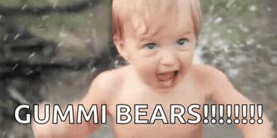 Baby Shirtless In Water Saying Gummi Bears GIF