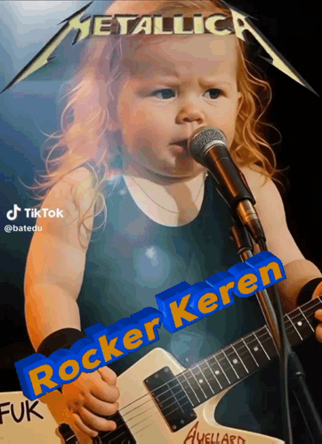 Baby Singing Into Mic With Guitar Rocker Keren GIF