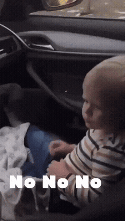 Baby Sitting In Car Saying No No No GIF