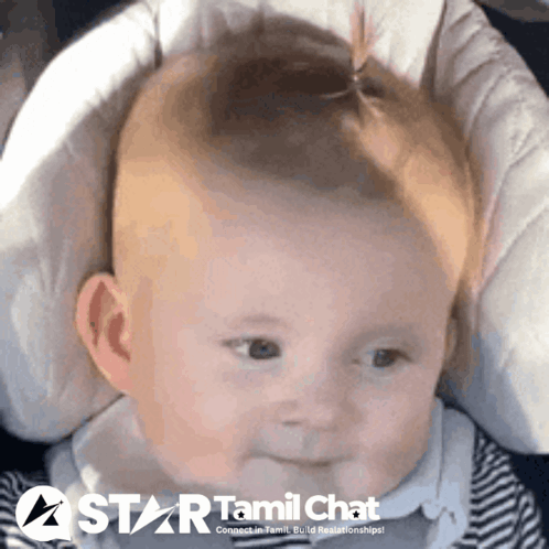Baby Sitting In Car Seat With Star Tamil Chat Logo GIF