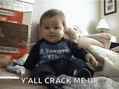 Baby Sitting On Bed Saying Yall Crack Me Up GIF