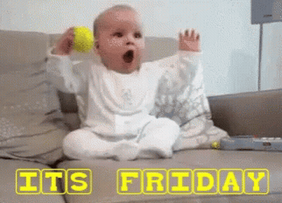Baby Sitting On Couch Playing With Ball Its Friday GIF