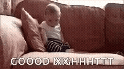 Baby Sitting On Couch Saying Good Iixhhhhtt GIF