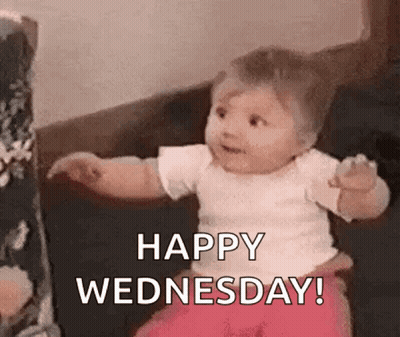 Baby Sitting On Couch Saying Happy Wednesday GIF