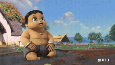 Baby Sitting On Ground With Netflix Logo GIF