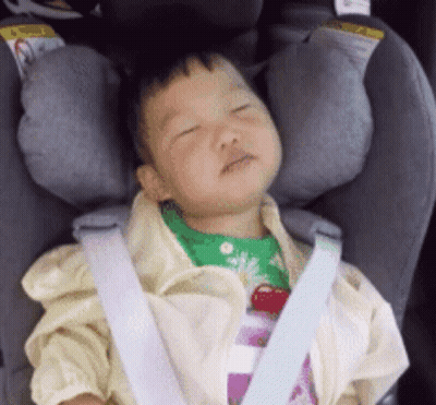 Baby Sleeping In Car Seat With Seat Belt Around Neck GIF