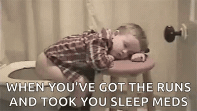 Baby Sleeping On Stool On Toilet GIF