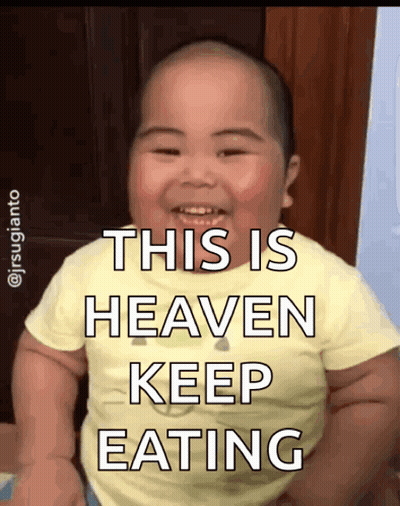 Baby Smiling This Is Heaven Keep Eating GIF