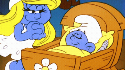 Baby Smurf In Crib GIF